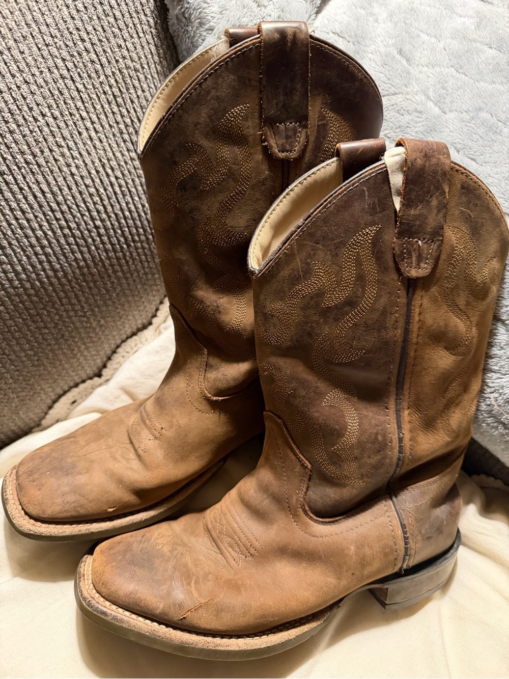 Old West Brown Kids Cowboy Boots